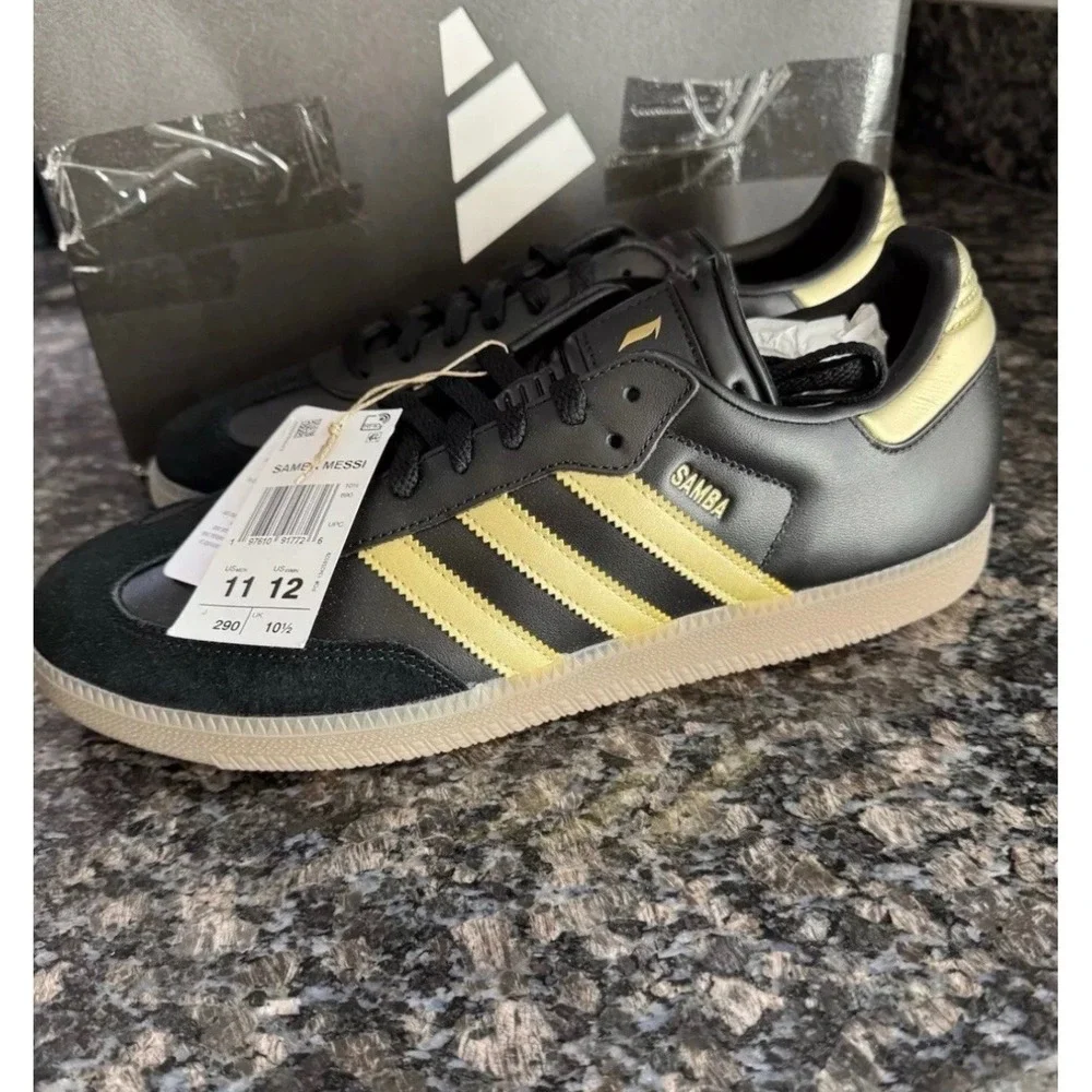 Adidas Samba Messi Core Black Gold Metallic IH8159 Mens 11 lady 12 Soccer Shoes